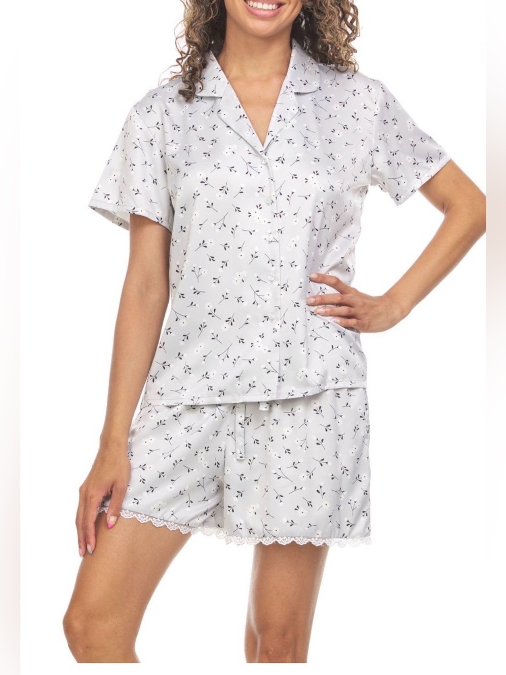 Flora by Flora Nikrooz Ladies Satin Notch Collar Floral print PJ Set Women’s XL